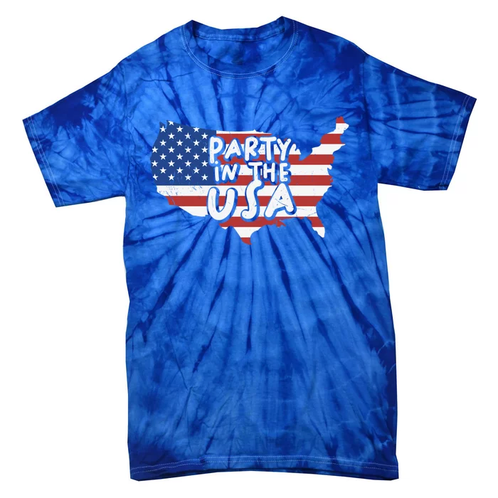 Vintage America Flag Party In The Usa 4th Of July Party Gift Tie-Dye T-Shirt