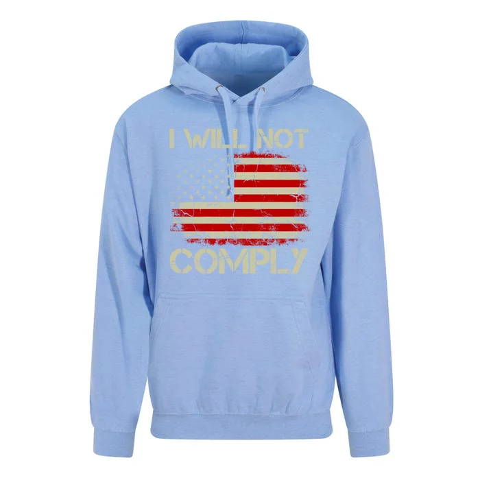 Vintage American Flag I Will Not Comply Patriotic Cool Gift Unisex Surf Hoodie