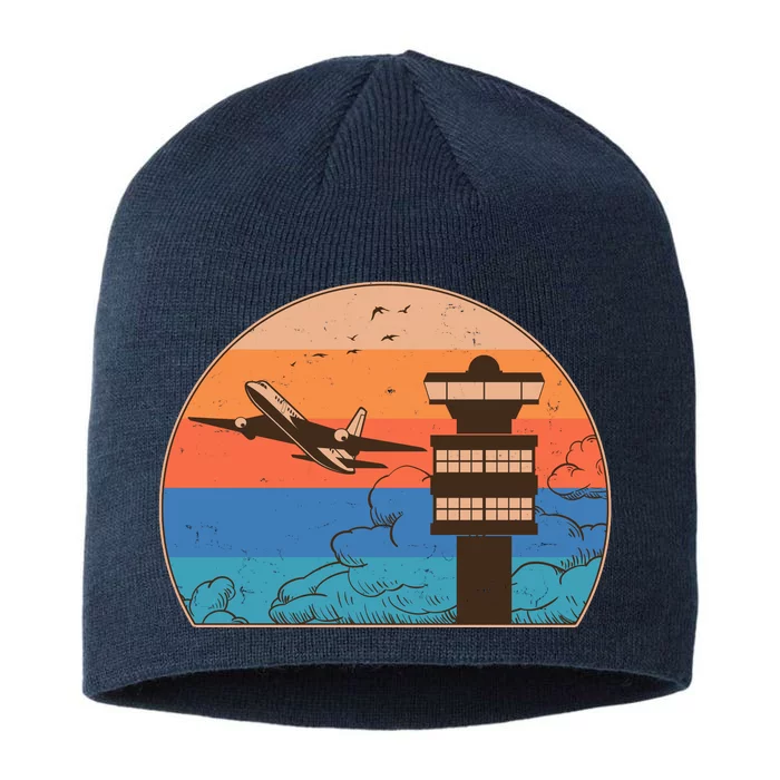 Vintage Airplane Flight Controller Tower 8 1/2in Sustainable Knit Beanie