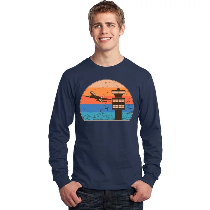 Vintage Airplane Flight Controller Tower Tall Long Sleeve T-Shirt