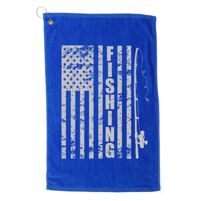 Vintage American Fishing Flag Pole USA Platinum Collection Golf Towel