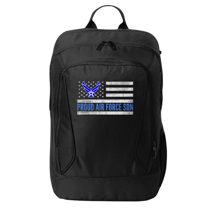 Vintage American Flag Proud Air Force Son Veteran Day Great Gift City Backpack