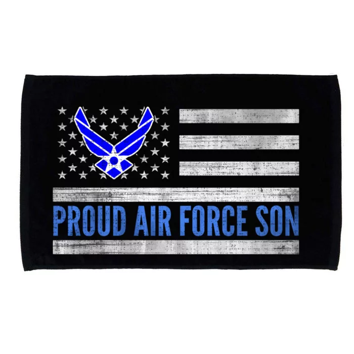 Vintage American Flag Proud Air Force Son Veteran Day Great Gift Microfiber Hand Towel