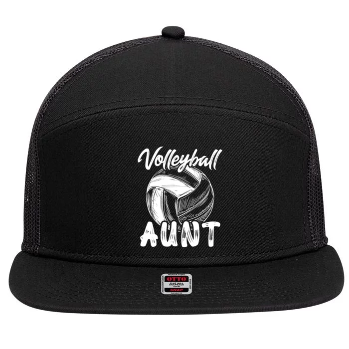 Volleyball Aunt For Wo Family Matching Player Team Auntie 7 Panel Mesh Trucker Snapback Hat