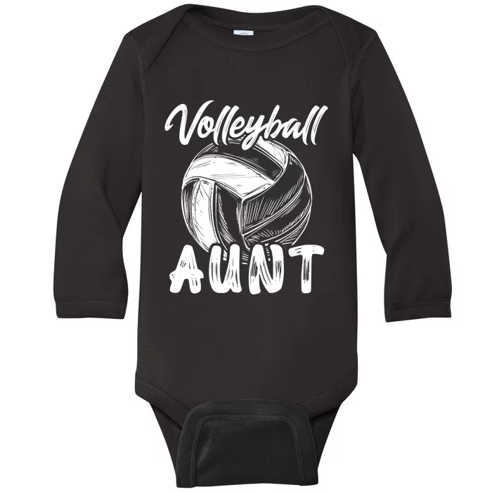 Volleyball Aunt For Wo Family Matching Player Team Auntie Baby Long Sleeve Bodysuit