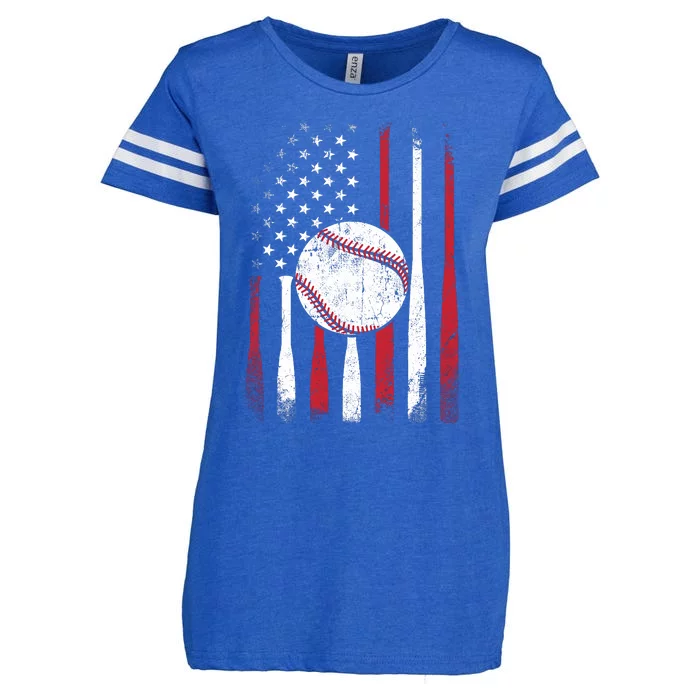 Vintage American Flag Baseball Team For Boy Girl Wo Enza Ladies Jersey Football T-Shirt