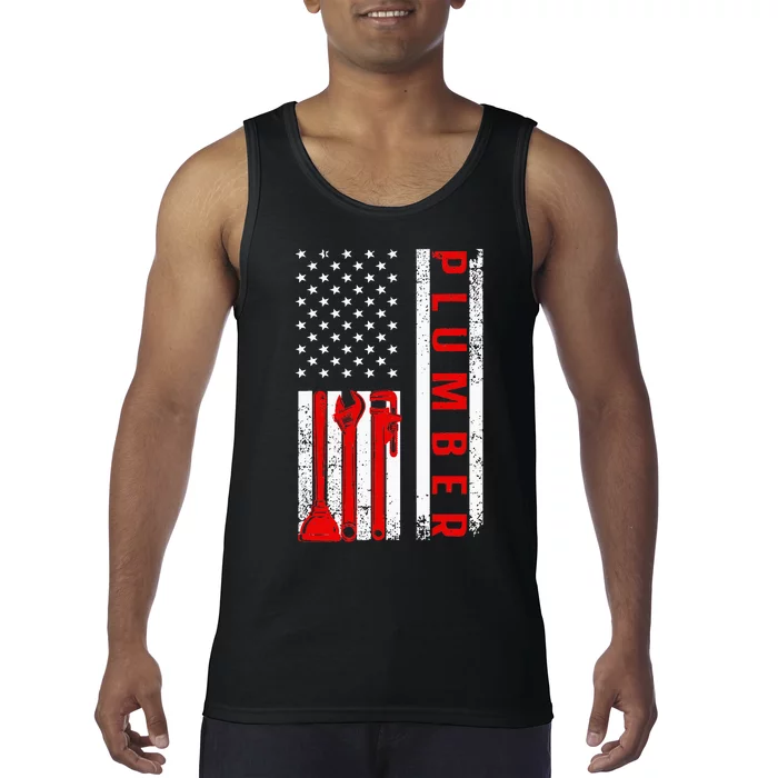 Vintage American Flag Plumber Handyman Tank Top