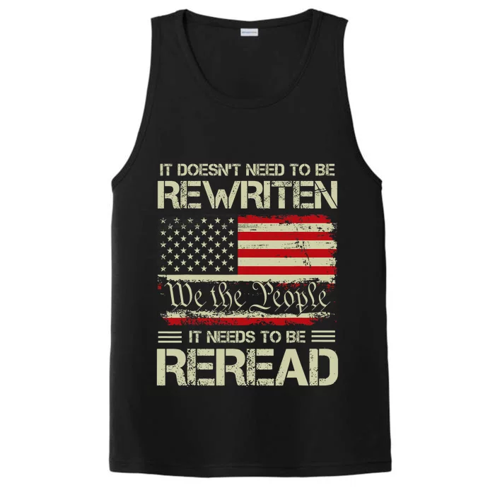 Vintage American Flag It Needs To Be Reread We The People Performance Tank