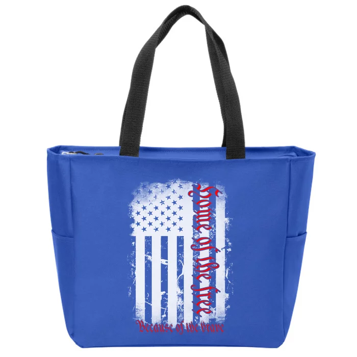 Vintage American Flag Home Of The Free Because Of The Brave Gift Zip Tote Bag