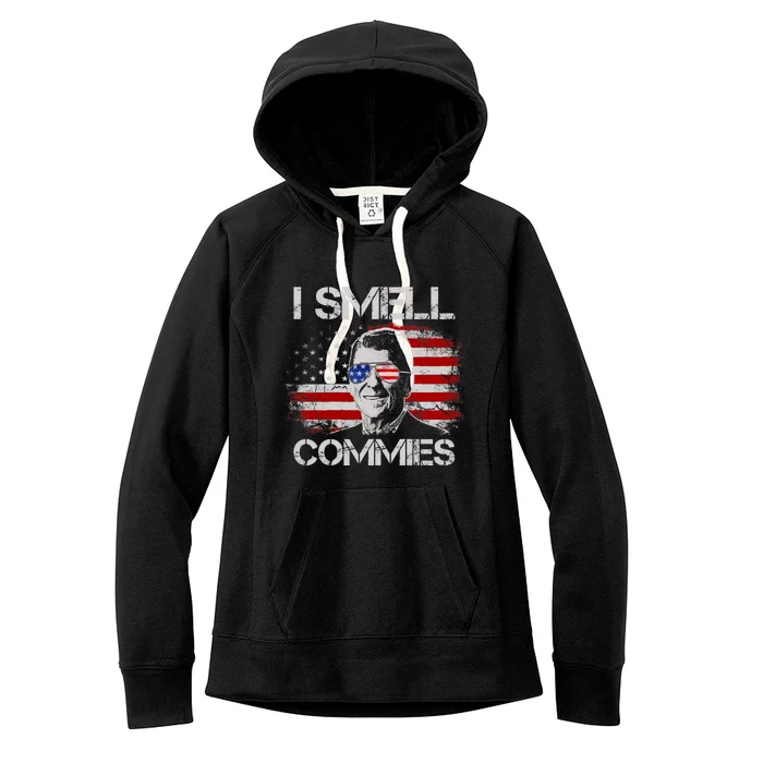 Vintage American Flag Funny Political I Smell Commies Women's Fleece Hoodie