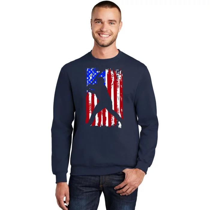 Vintage American Flag Baseball Tall Sweatshirt