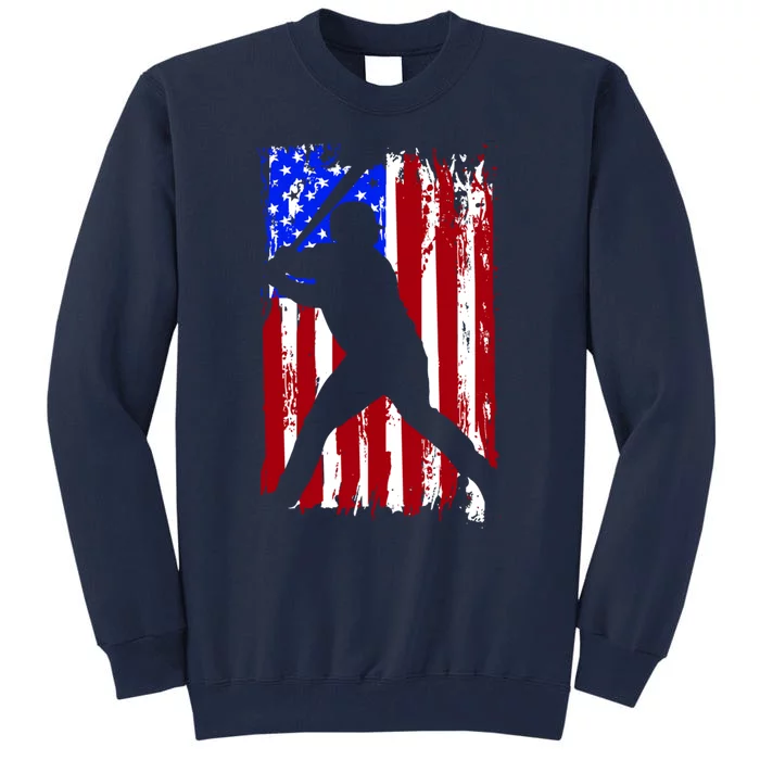 Vintage American Flag Baseball Tall Sweatshirt