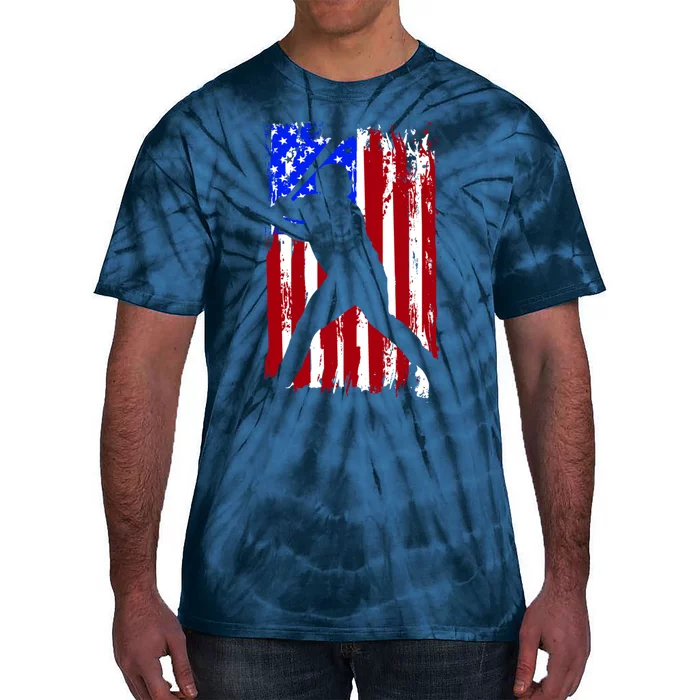 Vintage American Flag Baseball Tie-Dye T-Shirt