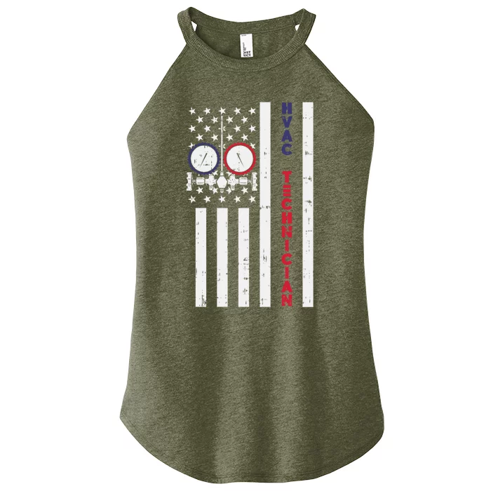 Vintage American Flag Hvac Technician Us Hvac Tech Gift Women’s Perfect Tri Rocker Tank