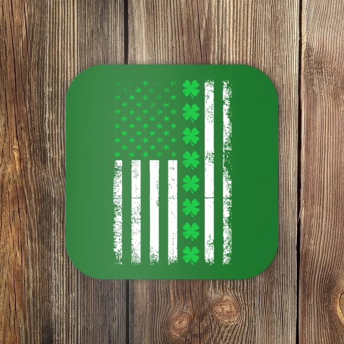 Vintage American Flag St Patricks Day Irish Lucky Shamrock St. Patrick's Day Coaster