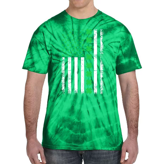 Vintage American Flag St Patricks Day Irish Lucky Shamrock St. Patrick's Day Tie-Dye T-Shirt