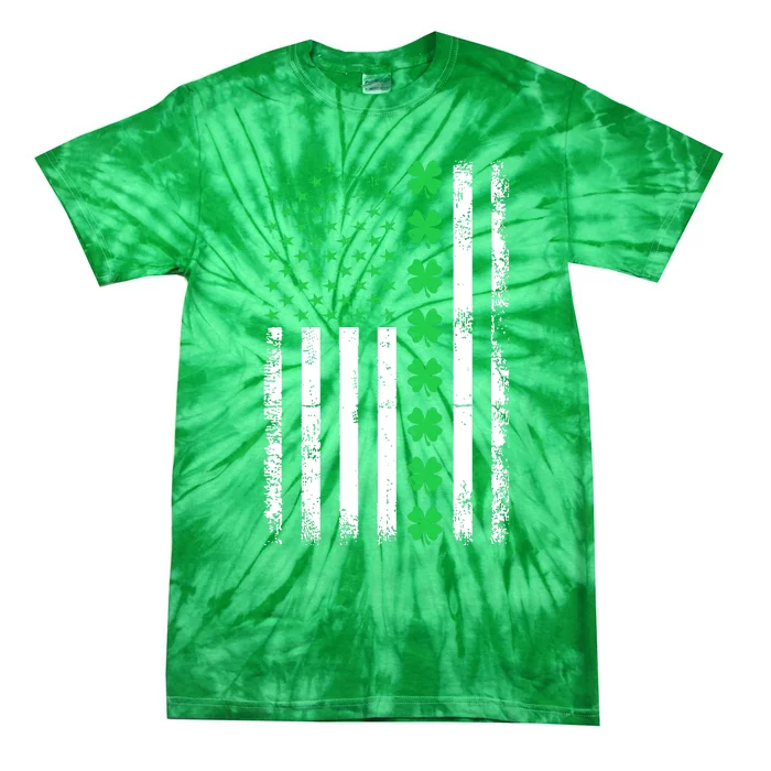 Vintage American Flag St Patricks Day Irish Lucky Shamrock St. Patrick's Day Tie-Dye T-Shirt