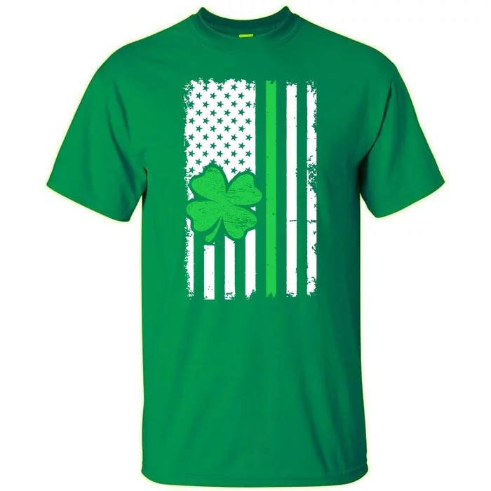 Vintage American Flag St Patricks Day Irish Lucky Shamrock St. Patrick's Day Tall T-Shirt