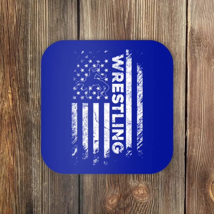 Vintage American Flag Wrestling Patriotic Wrestler Gift Coaster