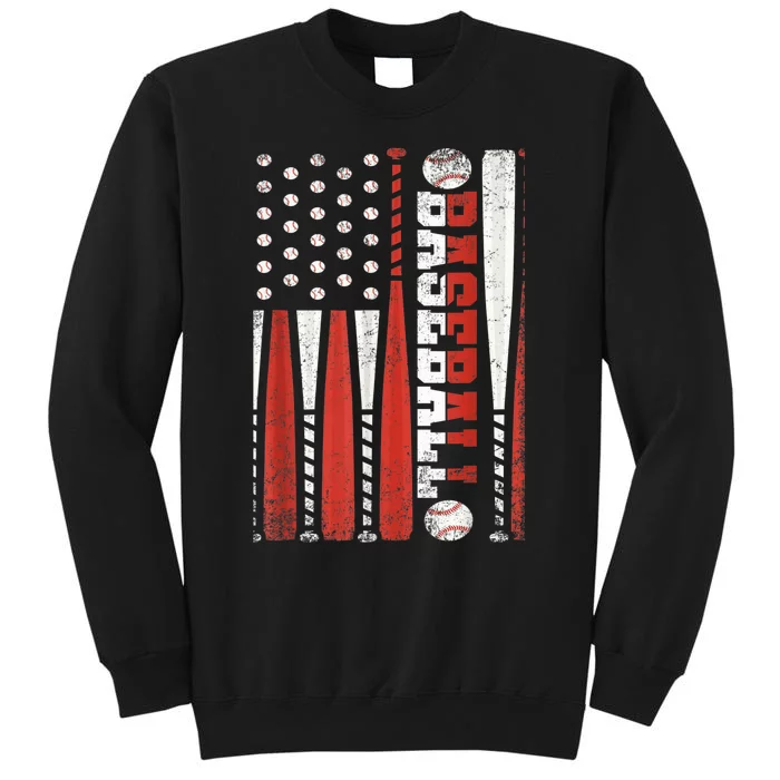 Vintage American Flag Baseball Team Gift  boy Teens Tall Sweatshirt