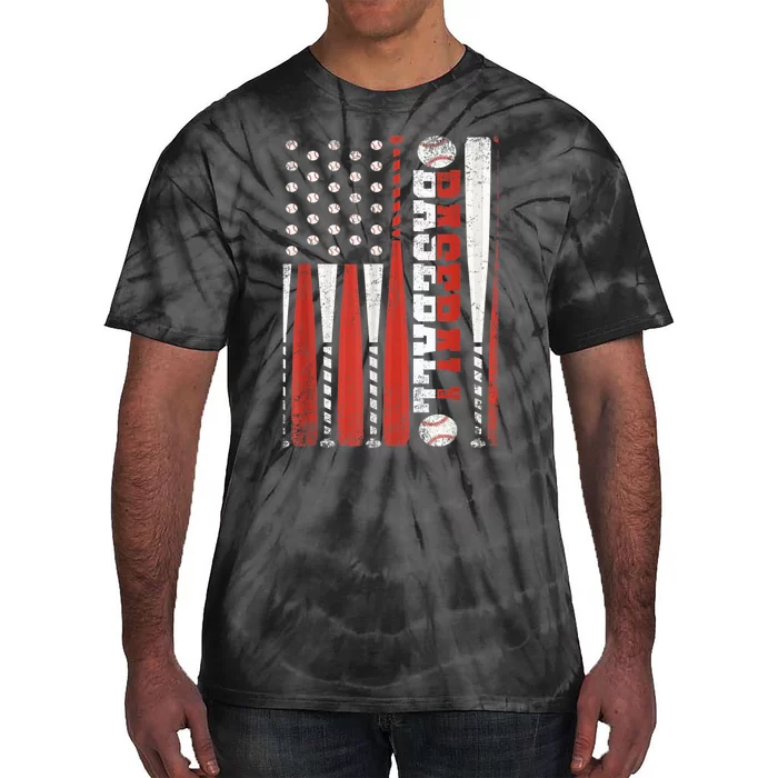 Vintage American Flag Baseball Team Gift  boy Teens Tie-Dye T-Shirt