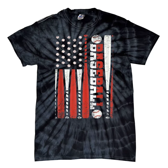 Vintage American Flag Baseball Team Gift  boy Teens Tie-Dye T-Shirt