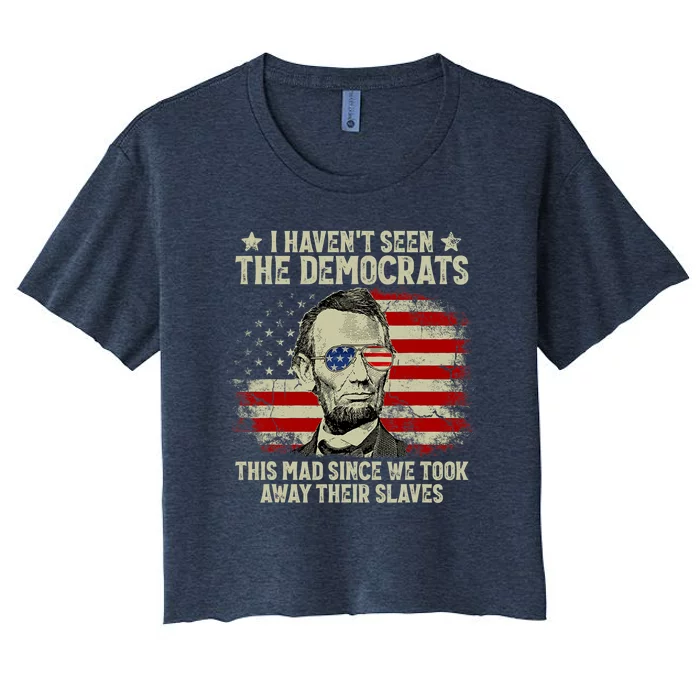 Vintage American Flag Patriots I Haven't Seen The Democrats Women's Crop Top Tee