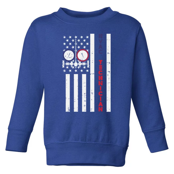 Vintage American Flag Hvac Technician Us Hvac Tech Gift Toddler Sweatshirt