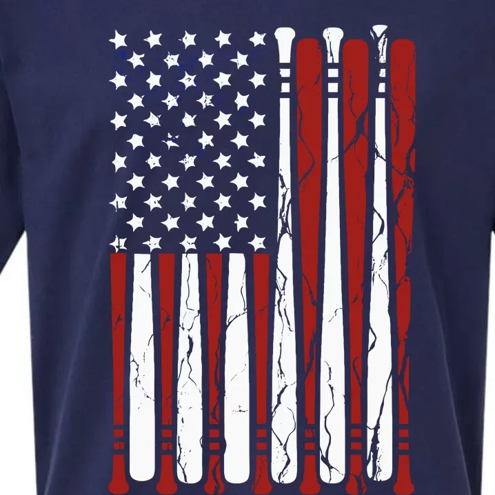 Vintage American Flag Baseball Boy Dad 4th July Sueded Cloud Jersey T-Shirt