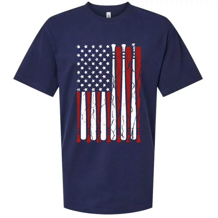 Vintage American Flag Baseball Boy Dad 4th July Sueded Cloud Jersey T-Shirt