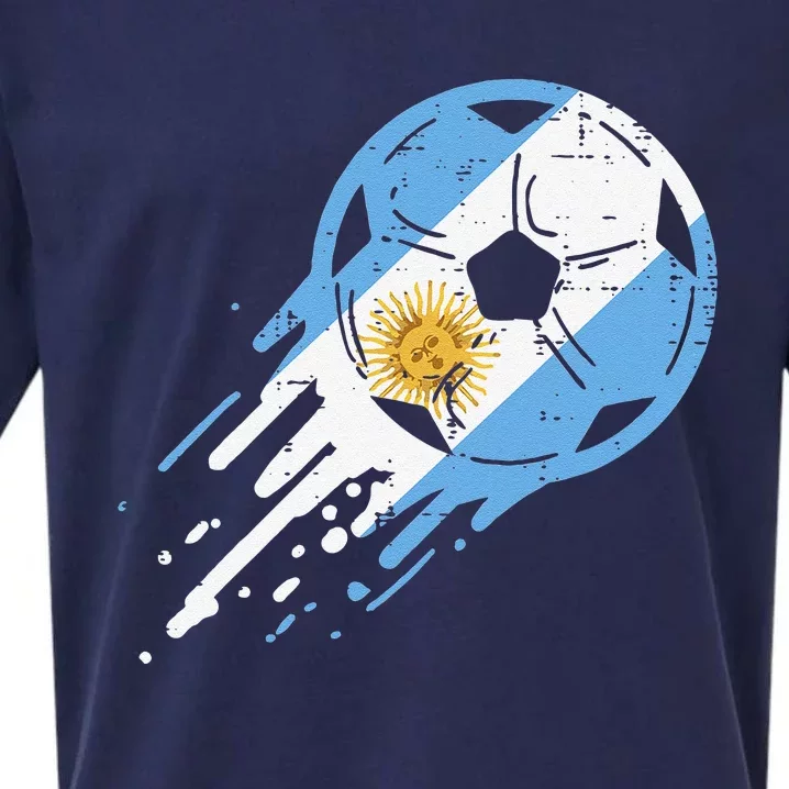 Vintege Argentina Flag Argentine Soccer Fan Sueded Cloud Jersey T-Shirt