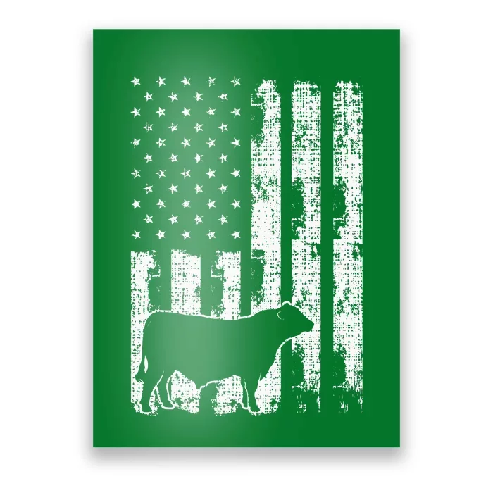 Vintage American Flag USA Cow Black Angus Rancher Poster