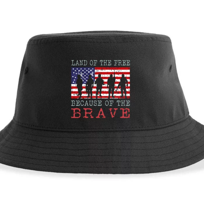 Vintage American Flag Land Of The Free Because Of The Brave Sustainable Bucket Hat