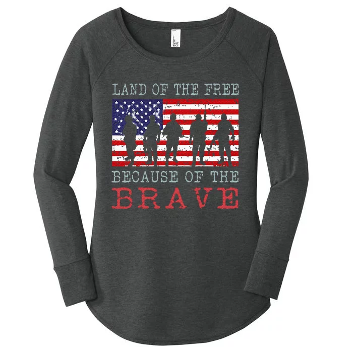 Vintage American Flag Land Of The Free Because Of The Brave Women's Perfect Tri Tunic Long Sleeve Shirt