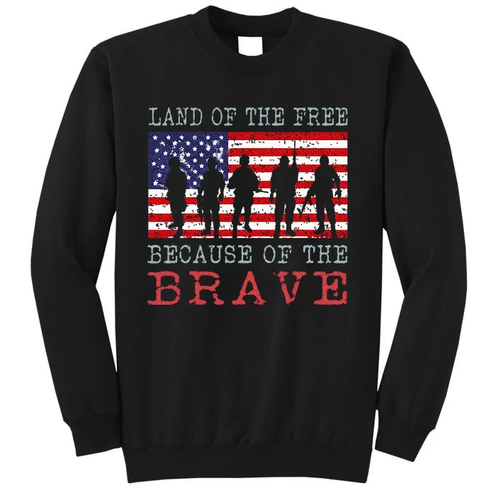 Vintage American Flag Land Of The Free Because Of The Brave Tall Sweatshirt