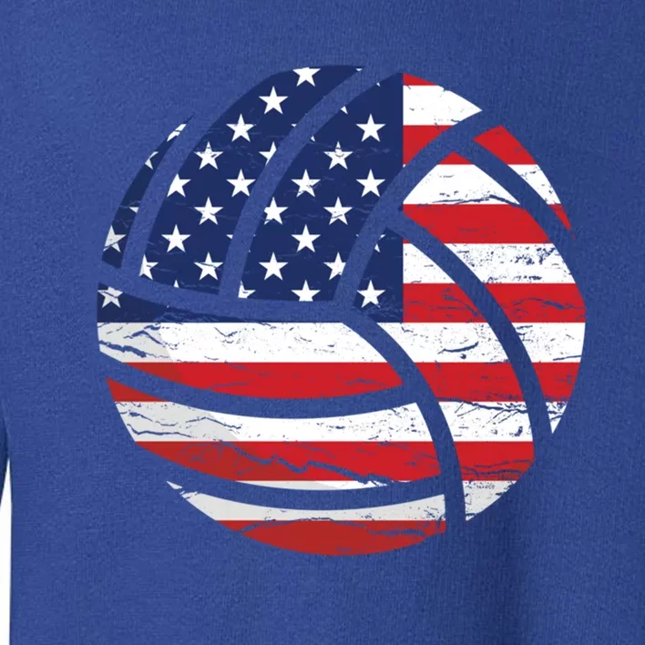 Volleyball American Flag Usa Patriotic Gift Toddler Sweatshirt