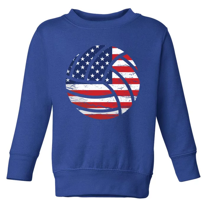 Volleyball American Flag Usa Patriotic Gift Toddler Sweatshirt