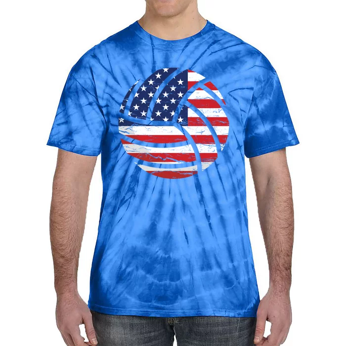 Volleyball American Flag Usa Patriotic Gift Tie-Dye T-Shirt