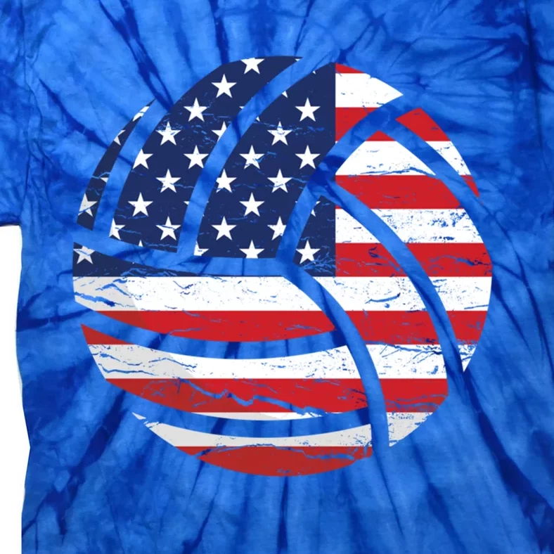 Volleyball American Flag Usa Patriotic Gift Tie-Dye T-Shirt