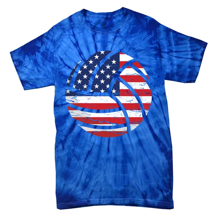 Volleyball American Flag Usa Patriotic Gift Tie-Dye T-Shirt