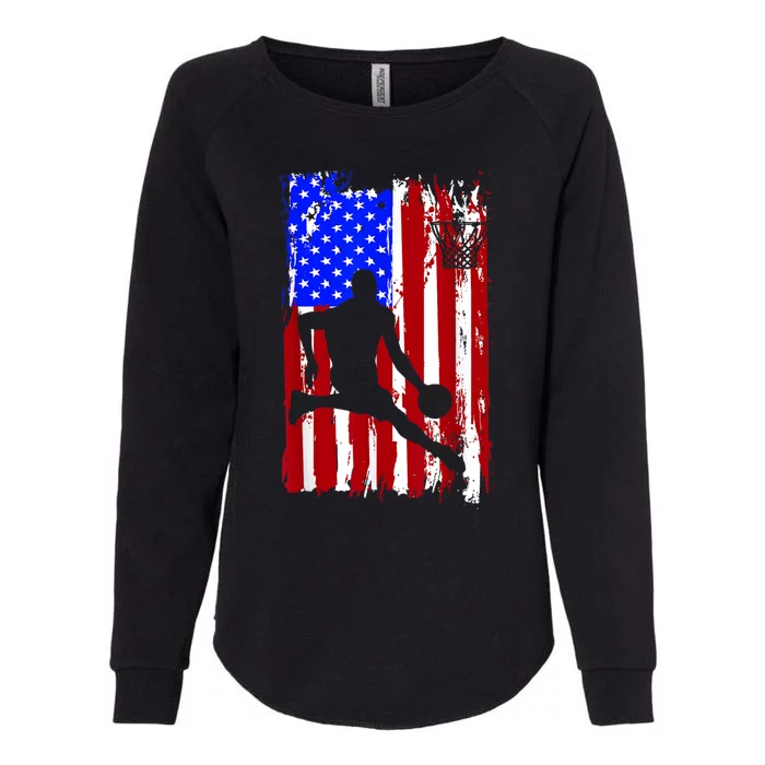 Vintage American Flag Basketball Womens California Wash Sweatshirt