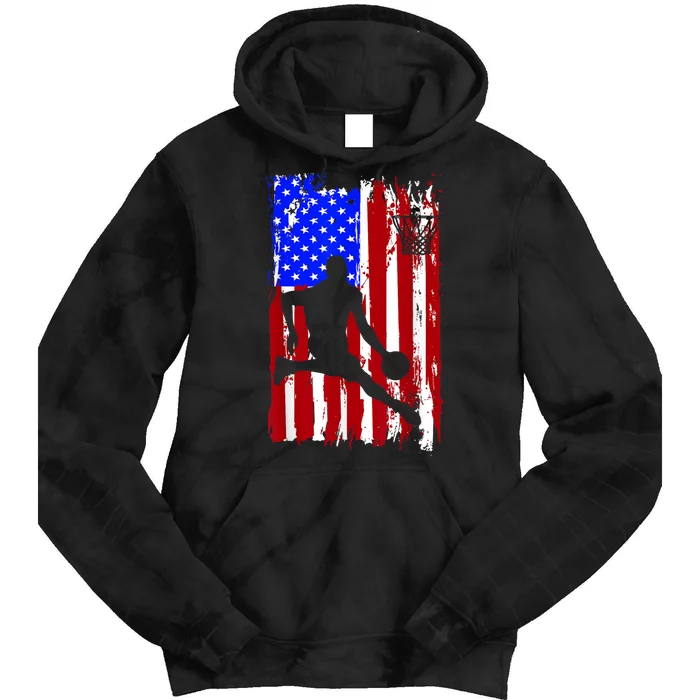 Vintage American Flag Basketball Tie Dye Hoodie