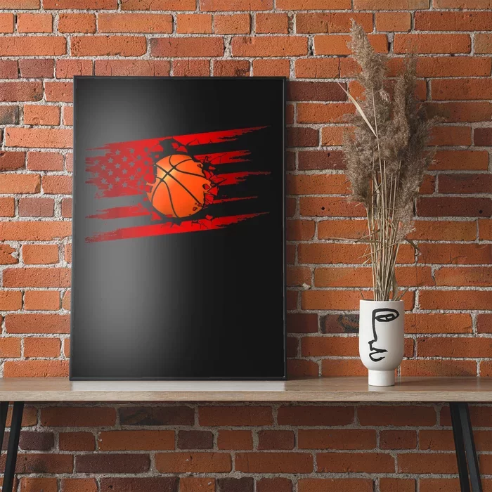 Vintage American Flag Basketball Poster