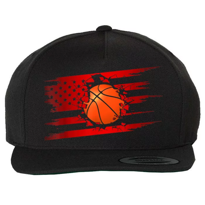 Vintage American Flag Basketball Wool Snapback Cap