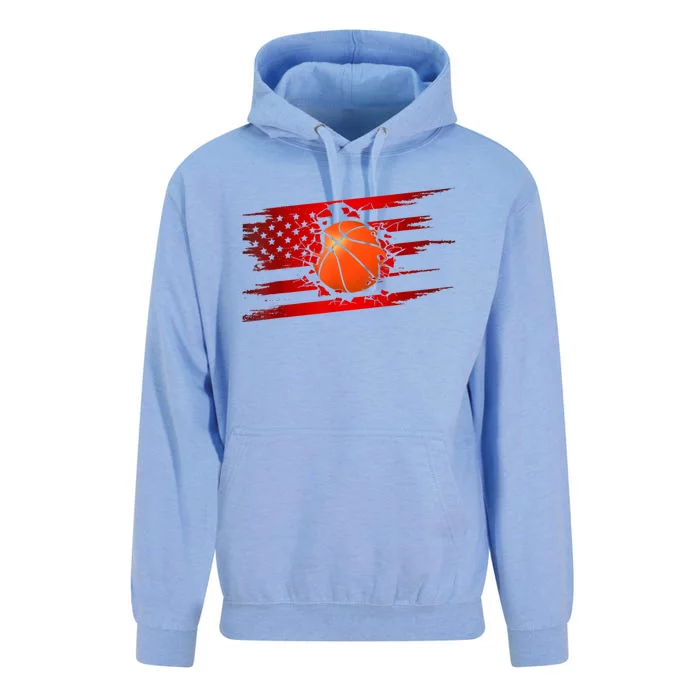 Vintage American Flag Basketball Unisex Surf Hoodie