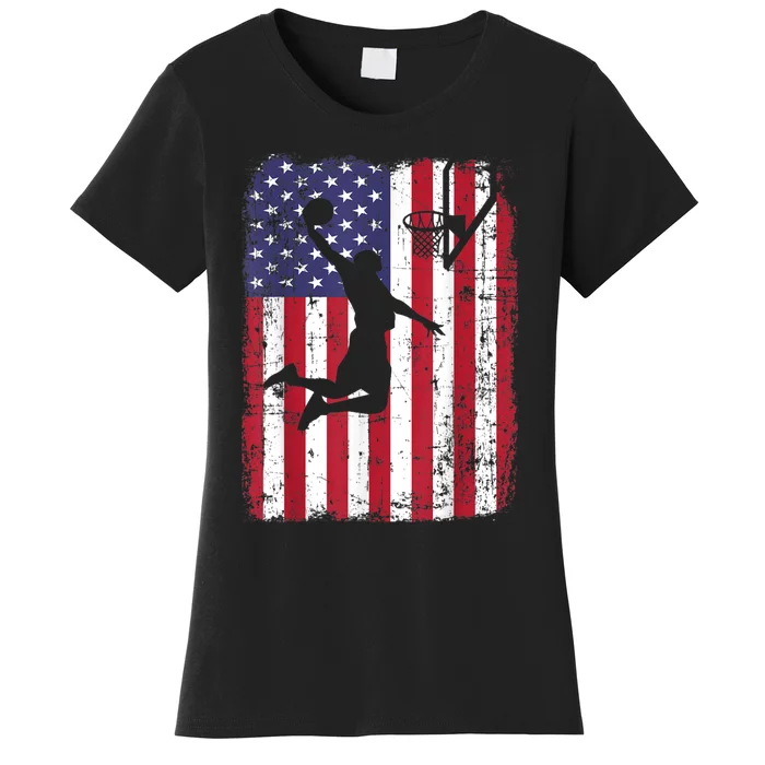 Vintage American Flag Basketball Women's T-Shirt