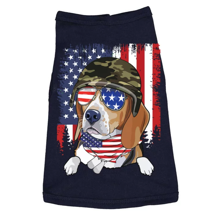 Vintage American Flag 4th Of July Beagle Veteran Dog Lover Doggie Tank