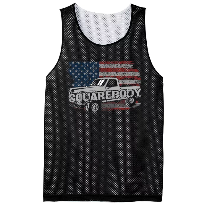 Vintage American Flag Squarebody Square Body Truck Lover Mesh Reversible Basketball Jersey Tank