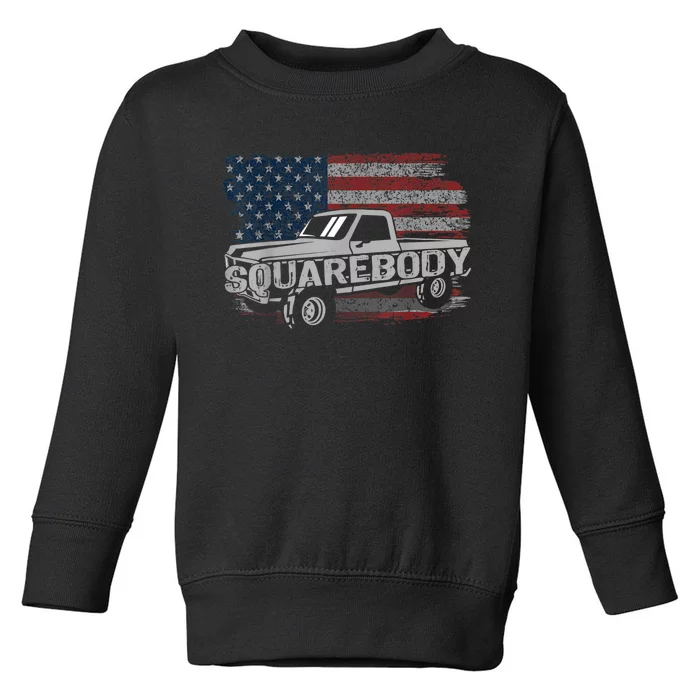 Vintage American Flag Squarebody Square Body Truck Lover Toddler Sweatshirt