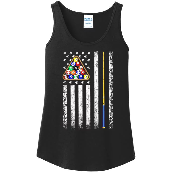 Vintage American Flag Billiard Pool Player Gift Ladies Essential Tank